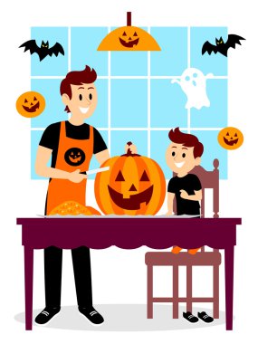 Baba ve oğul kabak Clipart oyma