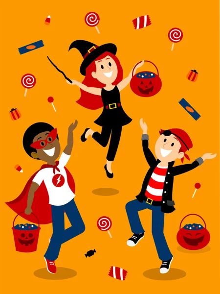 Regn av godis på Halloween natt Clipart — Stock vektor