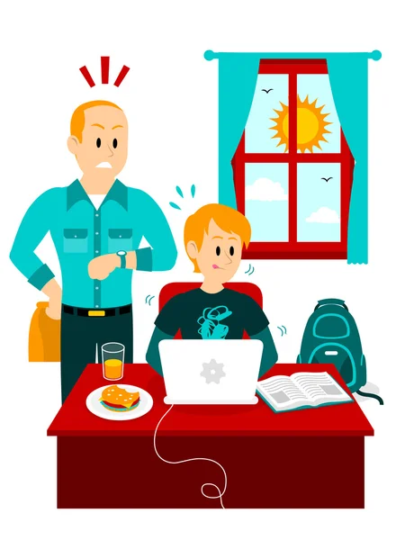 Genç çocuk son dakika Clipart, O'nun ödev yapmak