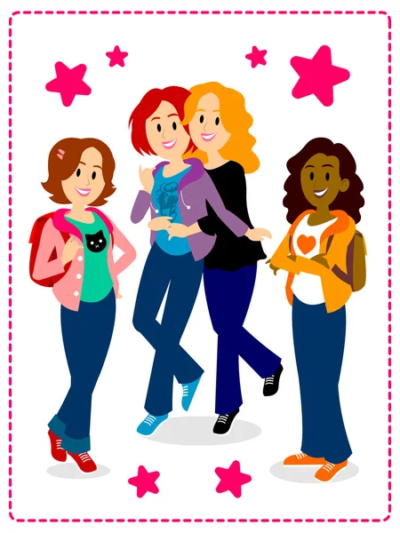 Σχολείο τα κορίτσια φιλία Clipartbest Friendschoolfriendship — Διανυσματικό Αρχείο