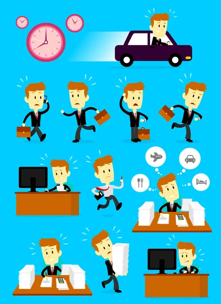 Businessman in a Hurry Busy Day — Stock vektor