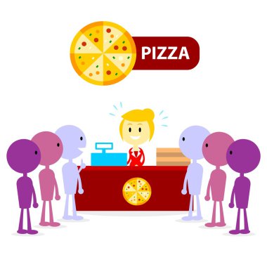 Pizza kontuarında uzun kuyruk
