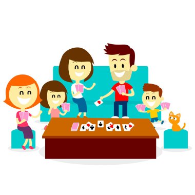 Aile eğlenceli kart oyunu