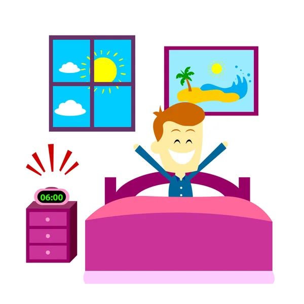 Wake Up Happily — Stock Vector