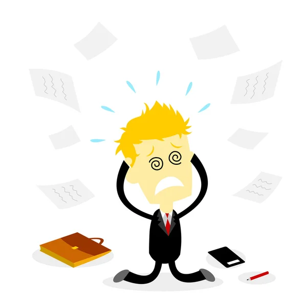 Stressed Bussiness Man Holding Head — Stock Vector