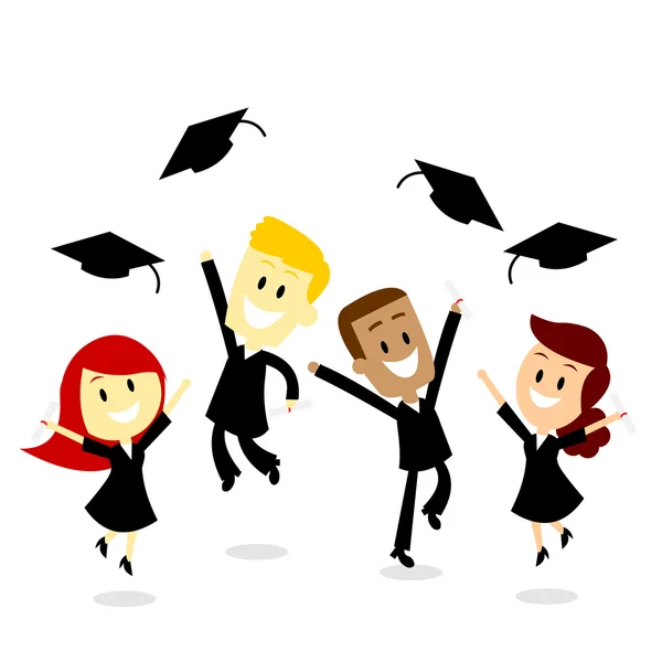 Throwing Cap in Graduation Day — Stock Vector