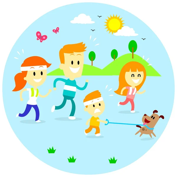 Family Jogging Time — Stock Vector