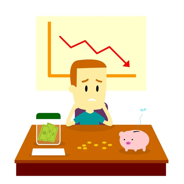 Man Got Financial Problem — Stock Vector