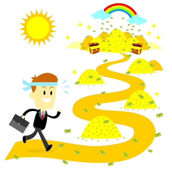 Working Hard to The Money Land — Stock Vector