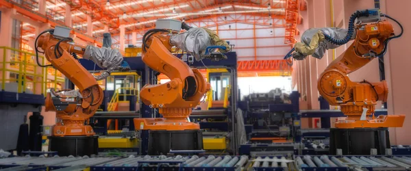 Robots welding in factory — Stock Photo, Image