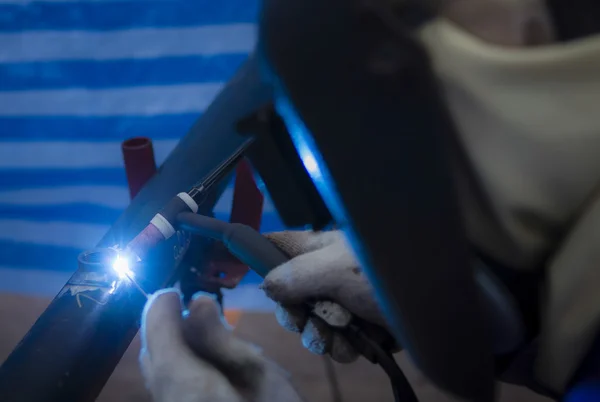 Tig welding, Focus on torch — Stock Photo, Image