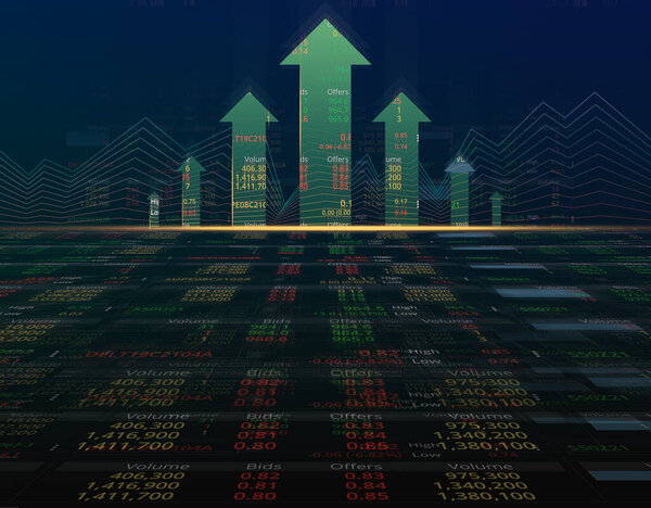 Stock Exchange, Streaming Trade Screen. growth stock market.