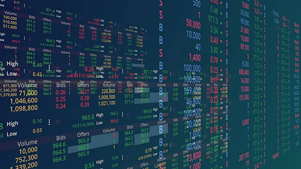 世界の証券取引所 ストリーミング取引画面 グラフィックソースのビッグデータ — ストック写真