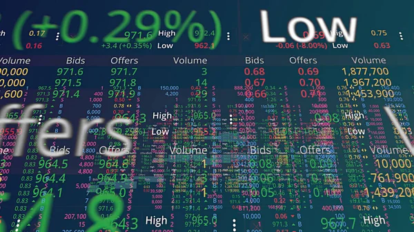 世界の証券取引所 ストリーミング取引画面 グラフィックソースのビッグデータ — ストック写真