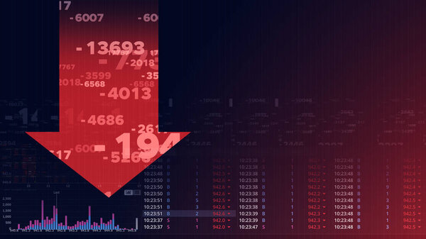 Down trend, World stock market, Trading Symbolic, Numbers on the stock board Movement according to world market prices, Big data, Bear market signal