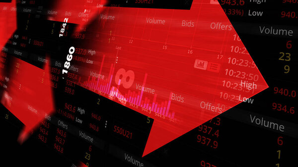 Down trend, World stock market, Trading Symbolic, Numbers on the stock board Movement according to world market prices, Big data, Bear market signal