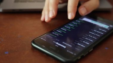 Yatırımcılar hisse senedi ticareti yapıyor. Akıllı telefonlar ve bilgisayarlar kullanarak