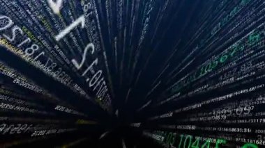 Büyük veriler, büyük veritabanı mavi arka planda işlem görüyor ve sayılar giderek artıyor..