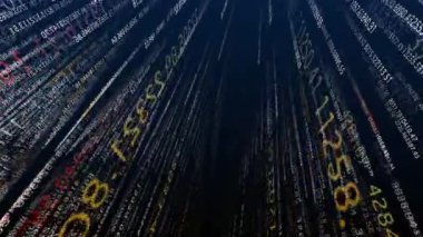 Büyük veriler, büyük veritabanı mavi arka planda işlem görüyor ve sayılar giderek artıyor..