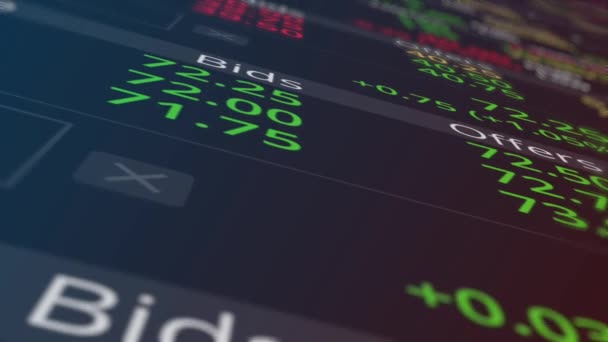 Bolsa Valores Mundial Streaming Trade Screen — Vídeo de stock