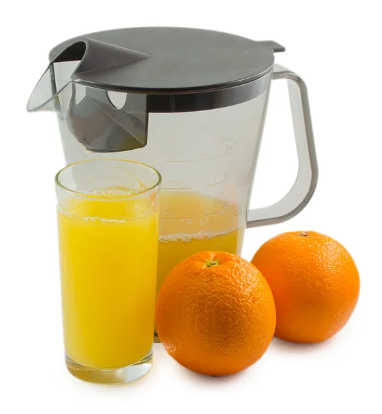 Carafe with orange juice isolated on white background — Stock Photo, Image