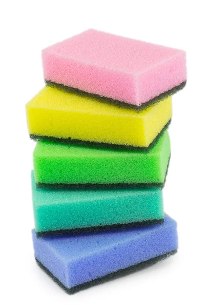 Sponges for dishwashing isolated on a white background — Stock Photo, Image