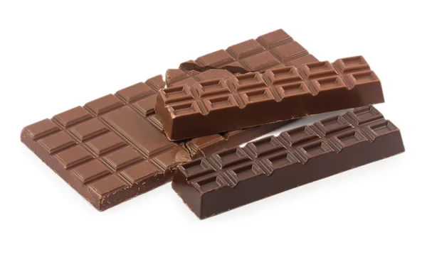 Nefunkční čokolády a dva bary izolovaných na bílém pozadí — Stock fotografie