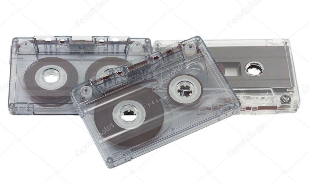 music cassettes isolated on white background