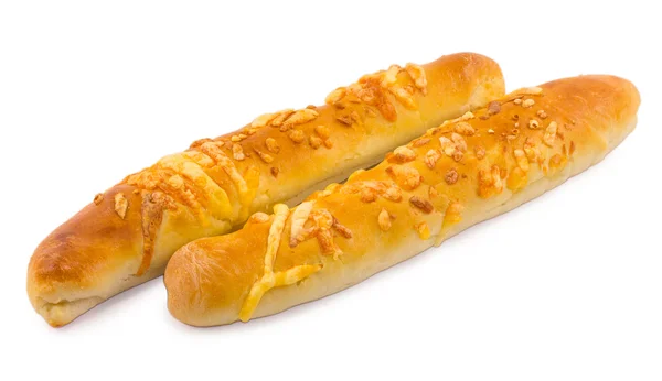 Zwei Baguettes isoliert auf weißem Hintergrund — Stockfoto