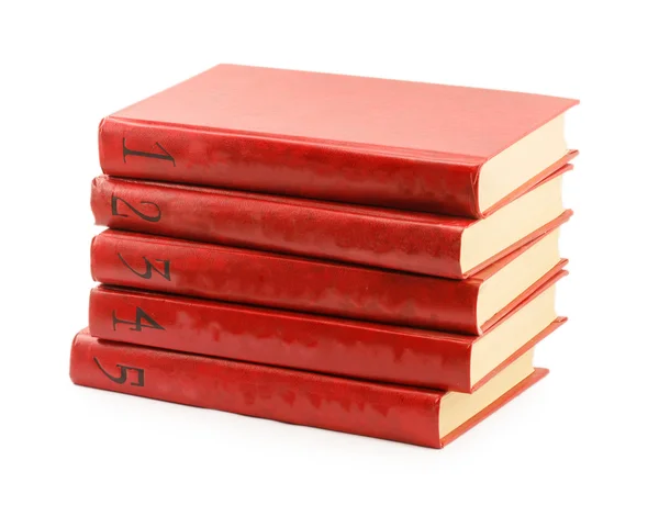 Red books isolated on white background — Stock Photo, Image