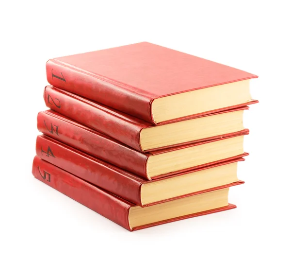 Rode boeken geïsoleerd op witte achtergrond — Stockfoto