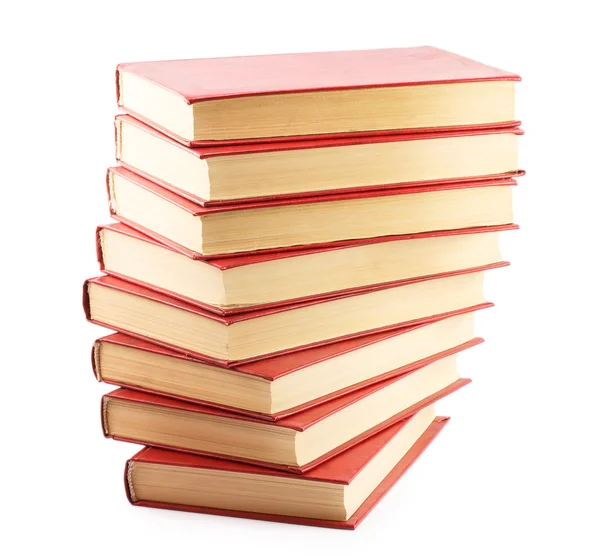 Libri rossi isolati su sfondo bianco — Foto Stock