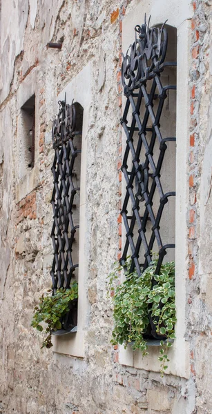 Two old windows with bars — Stock Photo, Image