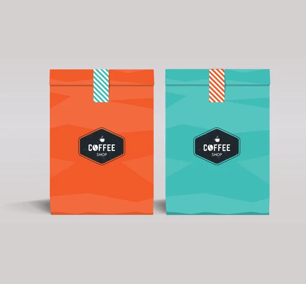 Цветная бумажная упаковка макет. кафе и ресторан . — стоковый вектор