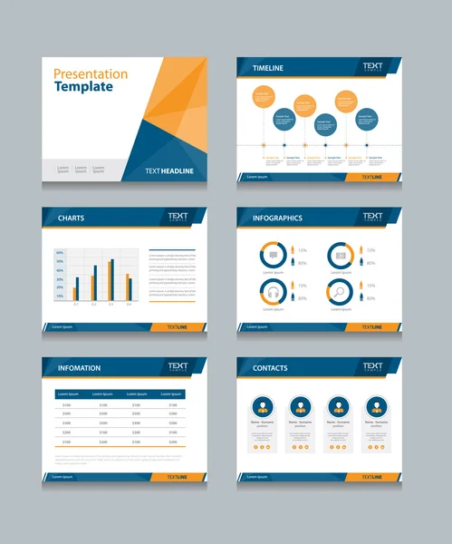 Presentazione del modello di business diapositive disegno di sfondo e modello di elemento grafico info — Vettoriale Stock
