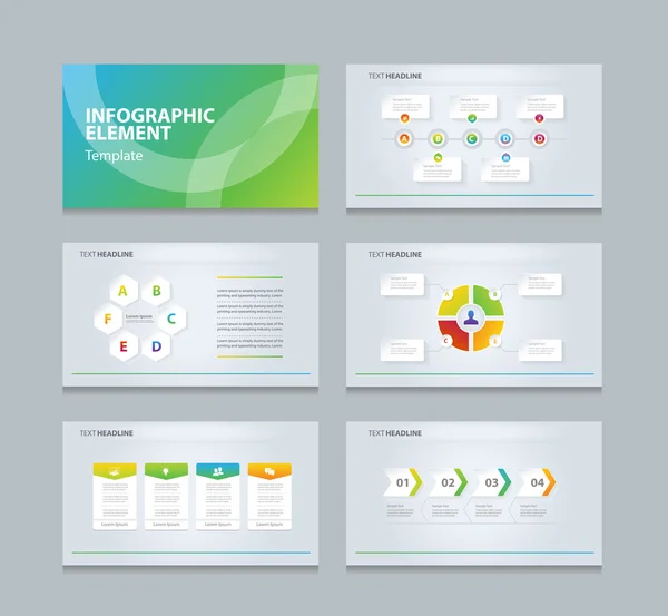 Business template présentation diapositives fond design et info graphique élément modèle — Image vectorielle