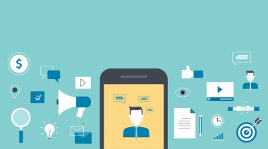 mobil ve içerik pazarlama iş dijital pazarlama için afiş