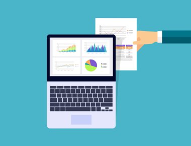iş analitik grafik tablet cihaz kavramı .ver olarak kağıt grafik tutun.