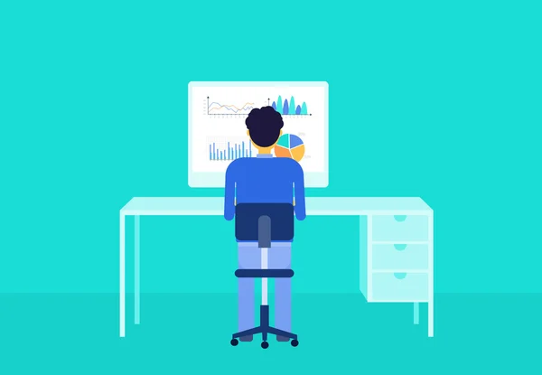 Iş adamları analitik grafik monitör ve iş yatırım planlaması — Stok Vektör