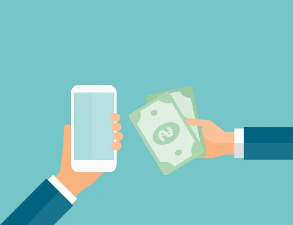 Üzleti pénzátutalás mobil és üzleti mobil e-fizetéshez — Stock Vector