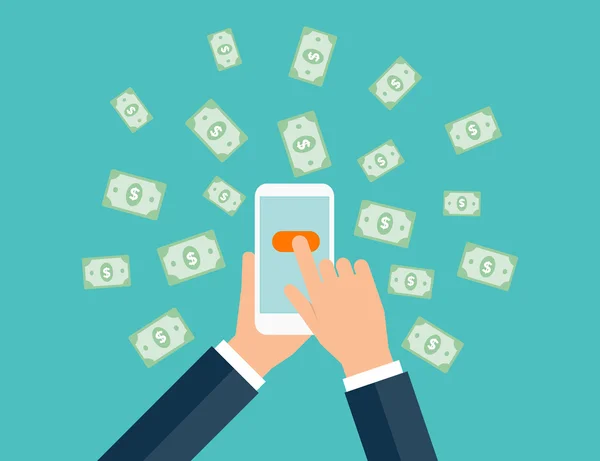 Geschäft verdienen und online bezahlen auf mobilen Geräten und E-Payment — Stockvektor