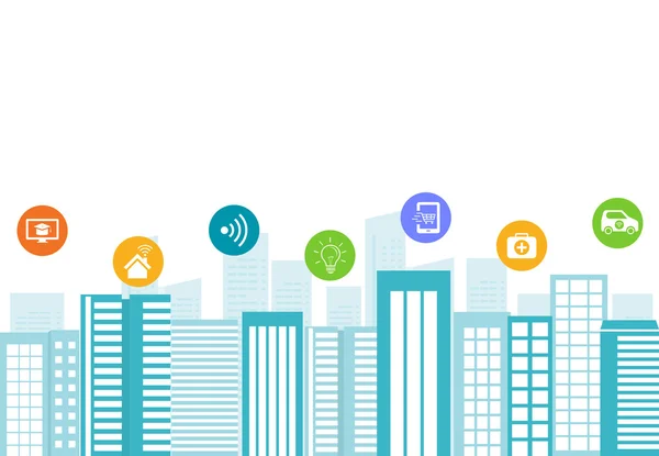 Concepto de negocio inteligente city.internet connection.social — Vector de stock
