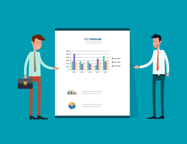 Homem de negócios apresentando no painel gráfico relatório .business analytic — Vetor de Stock