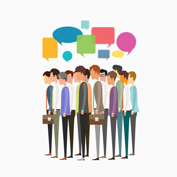 Groupe personnes réunion d'affaires et concept de communication d'affaires — Image vectorielle