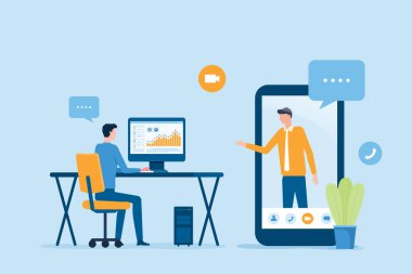 Teknoloji ile çalışan iş ekibi uzaktan bağlantı ve iş çevrimiçi iletişim kavramı