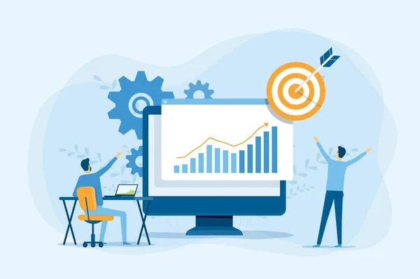 Business People Analytics Monitoring Financial Investment Report Dashboard Monitor Concept —  Vetores de Stock