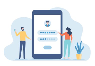 Cep telefonu kavramına sahip kullanıcı giriş uygulaması için düz vektör geliştirici takımı ayarları