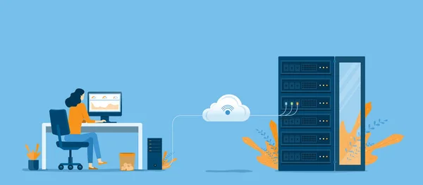 Business Technology Cloud Computing Service Concept Datacenter Storage Server Connect — Διανυσματικό Αρχείο