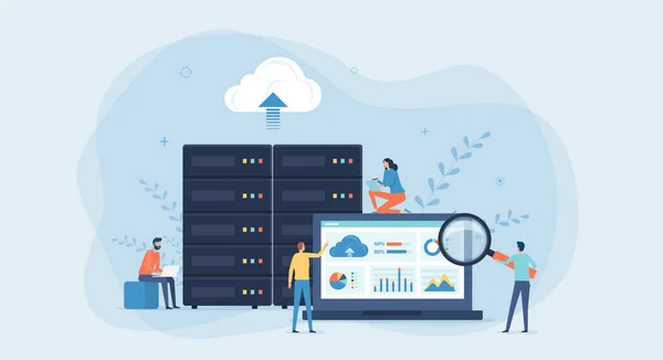 Technologie Entreprise Concept Service Cloud Computing Serveur Stockage Datacenter Connectent — Image vectorielle