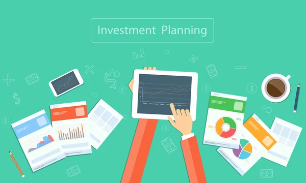 Planificación de inversiones empresariales vectoriales en tecnología de dispositivos — Vector de stock